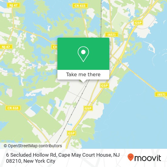 Mapa de 6 Secluded Hollow Rd, Cape May Court House, NJ 08210
