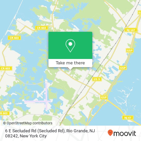 Mapa de 6 E Secluded Rd (Secluded Rd), Rio Grande, NJ 08242