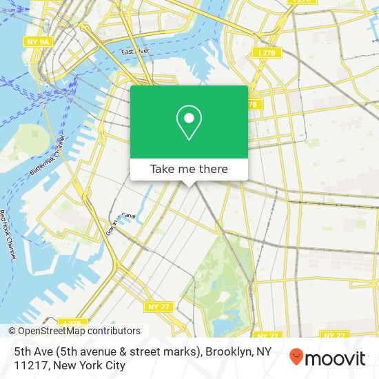Mapa de 5th Ave (5th avenue & street marks), Brooklyn, NY 11217