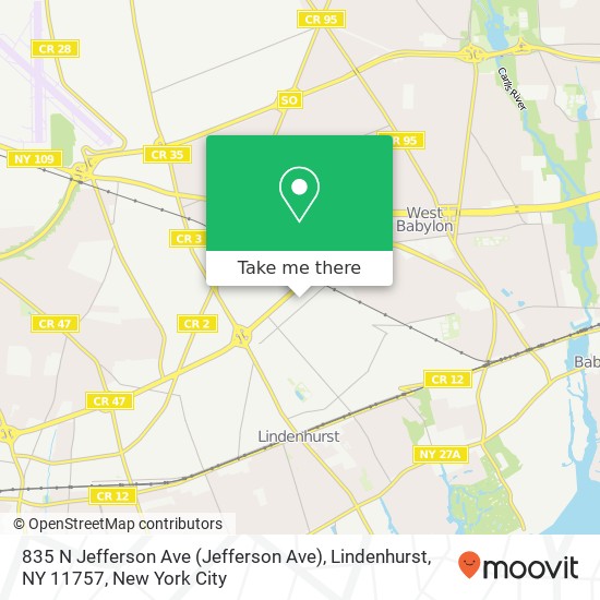 835 N Jefferson Ave (Jefferson Ave), Lindenhurst, NY 11757 map