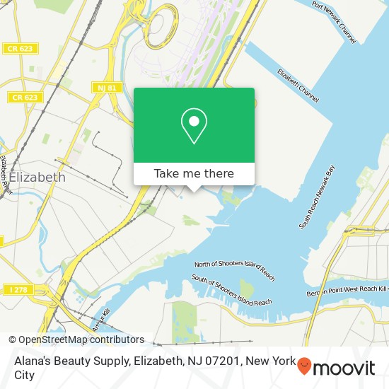 Mapa de Alana's Beauty Supply, Elizabeth, NJ 07201