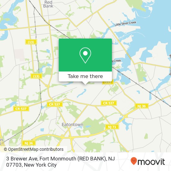 Mapa de 3 Brewer Ave, Fort Monmouth (RED BANK), NJ 07703