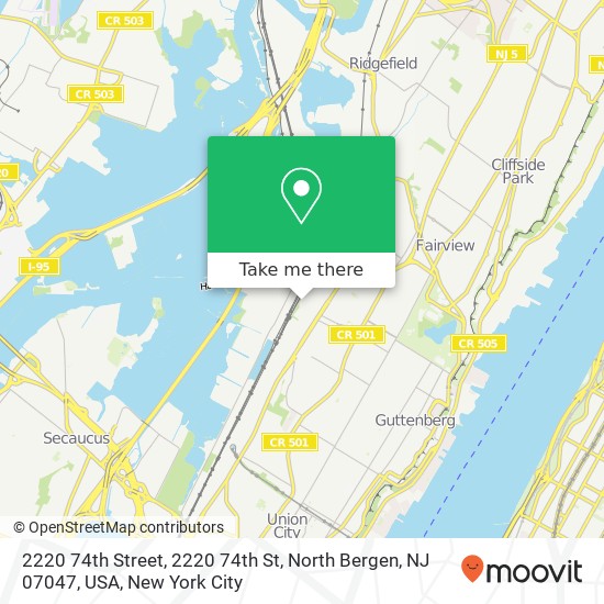 Mapa de 2220 74th Street, 2220 74th St, North Bergen, NJ 07047, USA