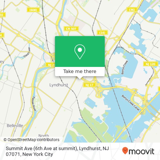 Mapa de Summit Ave (6th Ave at summit), Lyndhurst, NJ 07071
