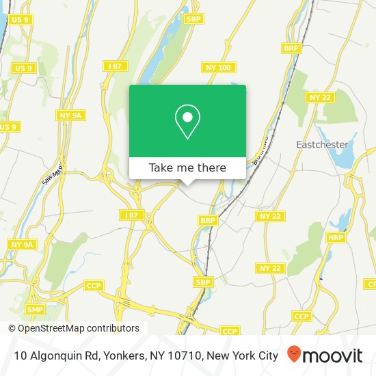 Mapa de 10 Algonquin Rd, Yonkers, NY 10710