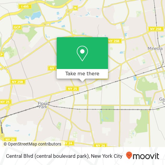 Mapa de Central Blvd (central boulevard park), New Hyde Park, NY 11040