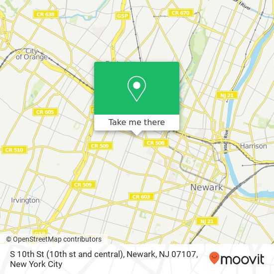 S 10th St (10th st and central), Newark, NJ 07107 map