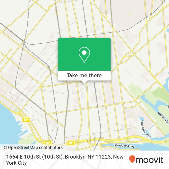 Mapa de 1664 E 10th St (10th St), Brooklyn, NY 11223