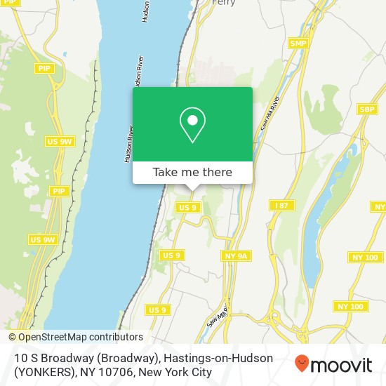 Mapa de 10 S Broadway (Broadway), Hastings-on-Hudson (YONKERS), NY 10706