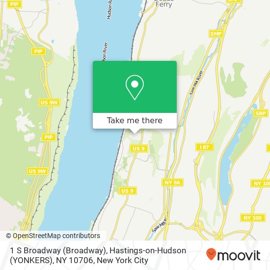 Mapa de 1 S Broadway (Broadway), Hastings-on-Hudson (YONKERS), NY 10706