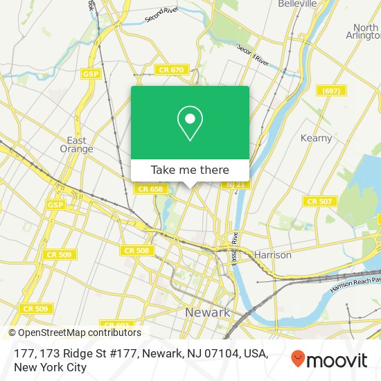 Mapa de 177, 173 Ridge St #177, Newark, NJ 07104, USA