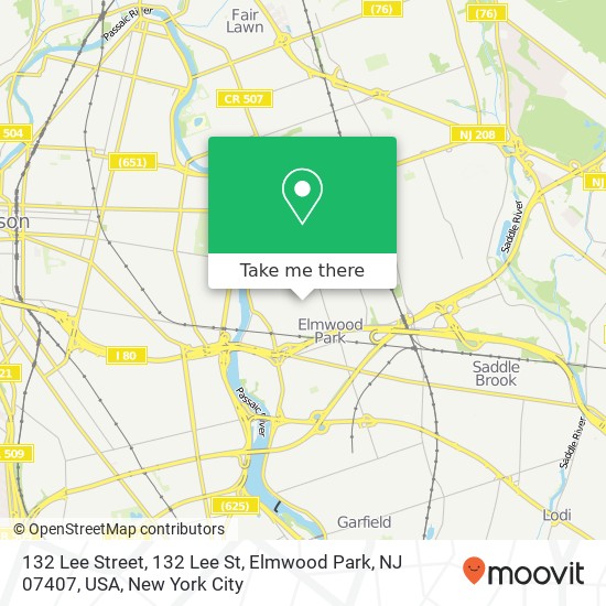 Mapa de 132 Lee Street, 132 Lee St, Elmwood Park, NJ 07407, USA
