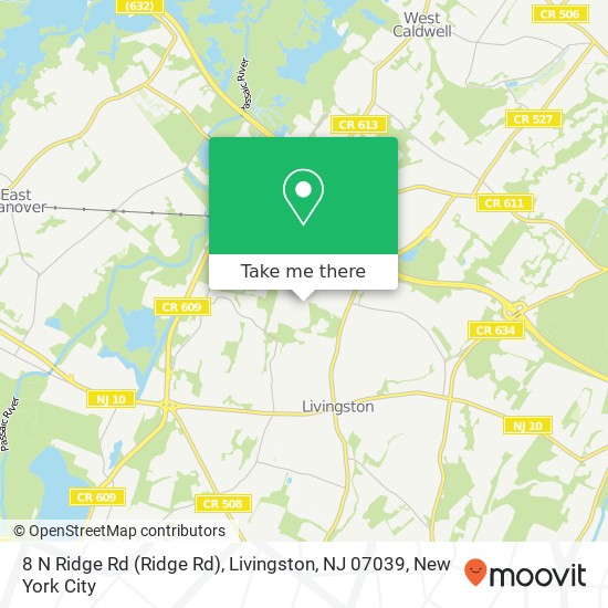 Mapa de 8 N Ridge Rd (Ridge Rd), Livingston, NJ 07039