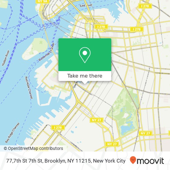 Mapa de 77,7th St 7th St, Brooklyn, NY 11215