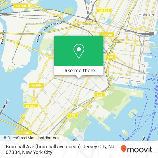 Mapa de Bramhall Ave (bramhall ave ocean), Jersey City, NJ 07304