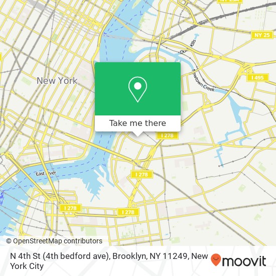 Mapa de N 4th St (4th bedford ave), Brooklyn, NY 11249