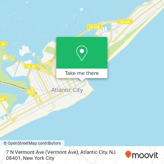 Mapa de 7 N Vermont Ave (Vermont Ave), Atlantic City, NJ 08401