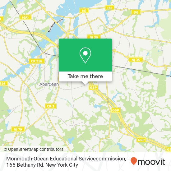 Mapa de Monmouth-Ocean Educational Servicecommission, 165 Bethany Rd