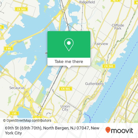 Mapa de 69th St (69th 70th), North Bergen, NJ 07047