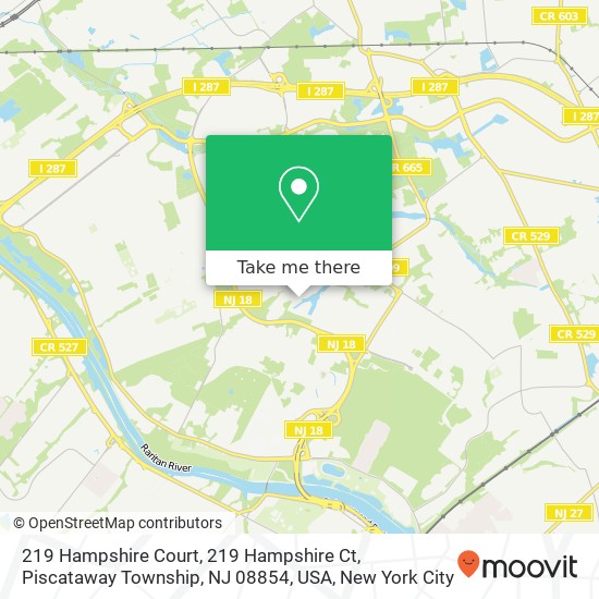 Mapa de 219 Hampshire Court, 219 Hampshire Ct, Piscataway Township, NJ 08854, USA