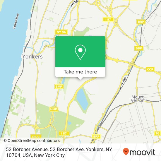 Mapa de 52 Borcher Avenue, 52 Borcher Ave, Yonkers, NY 10704, USA