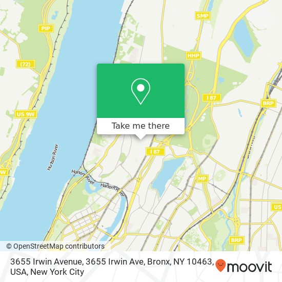 Mapa de 3655 Irwin Avenue, 3655 Irwin Ave, Bronx, NY 10463, USA