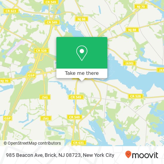 Mapa de 985 Beacon Ave, Brick, NJ 08723