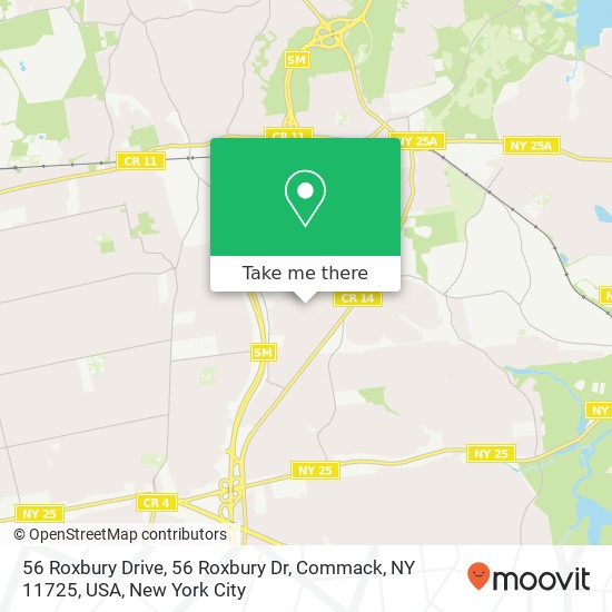 Mapa de 56 Roxbury Drive, 56 Roxbury Dr, Commack, NY 11725, USA
