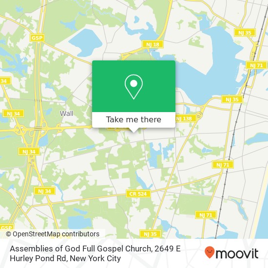Mapa de Assemblies of God Full Gospel Church, 2649 E Hurley Pond Rd