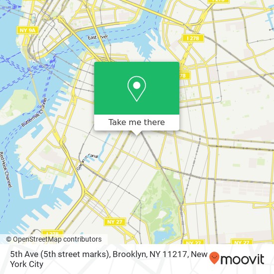 Mapa de 5th Ave (5th street marks), Brooklyn, NY 11217