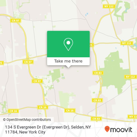 134 S Evergreen Dr (Evergreen Dr), Selden, NY 11784 map