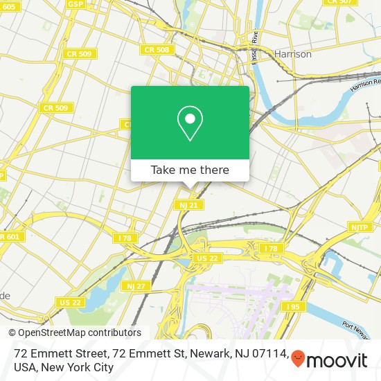 72 Emmett Street, 72 Emmett St, Newark, NJ 07114, USA map