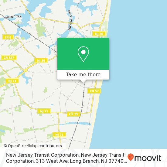 Mapa de New Jersey Transit Corporation, New Jersey Transit Corporation, 313 West Ave, Long Branch, NJ 07740, USA