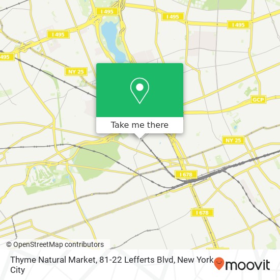Mapa de Thyme Natural Market, 81-22 Lefferts Blvd