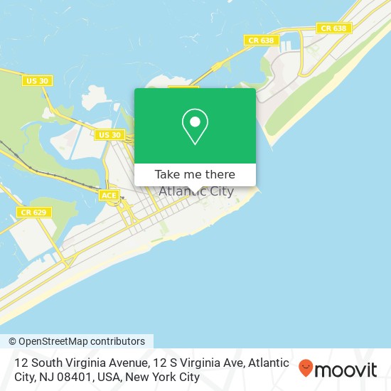 12 South Virginia Avenue, 12 S Virginia Ave, Atlantic City, NJ 08401, USA map