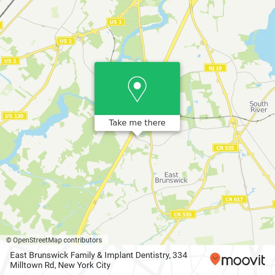 East Brunswick Family & Implant Dentistry, 334 Milltown Rd map