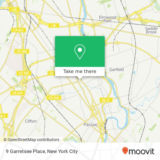 Mapa de 9 Garretsee Place, 9 Garretsee Pl, Clifton, NJ 07011, USA