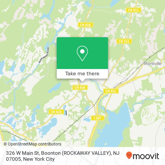 Mapa de 326 W Main St, Boonton (ROCKAWAY VALLEY), NJ 07005