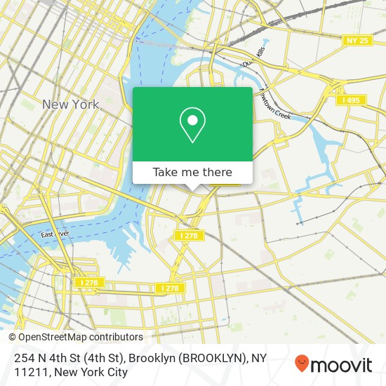 Mapa de 254 N 4th St (4th St), Brooklyn (BROOKLYN), NY 11211