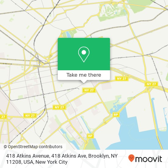 418 Atkins Avenue, 418 Atkins Ave, Brooklyn, NY 11208, USA map
