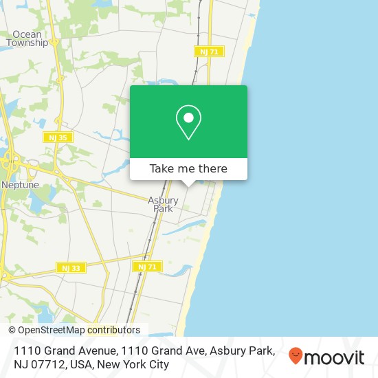 Mapa de 1110 Grand Avenue, 1110 Grand Ave, Asbury Park, NJ 07712, USA