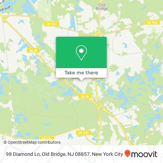 Mapa de 98 Diamond Ln, Old Bridge, NJ 08857