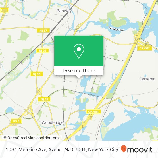 Mapa de 1031 Mereline Ave, Avenel, NJ 07001