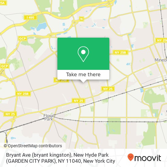 Mapa de Bryant Ave (bryant kingston), New Hyde Park (GARDEN CITY PARK), NY 11040