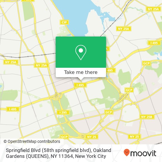 Mapa de Springfield Blvd (58th springfield blvd), Oakland Gardens (QUEENS), NY 11364