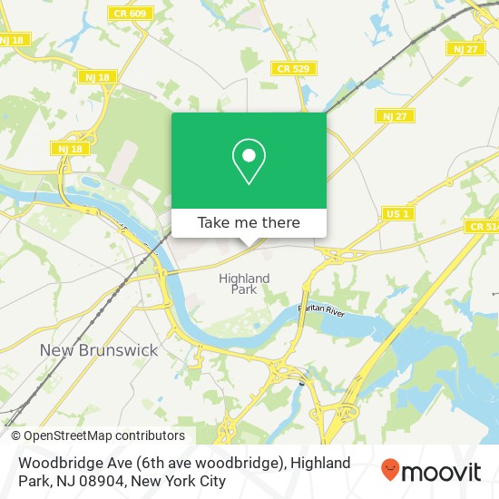 Mapa de Woodbridge Ave (6th ave woodbridge), Highland Park, NJ 08904