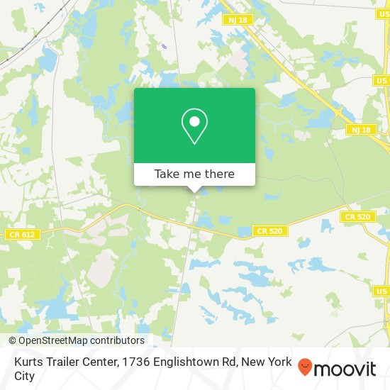 Mapa de Kurts Trailer Center, 1736 Englishtown Rd