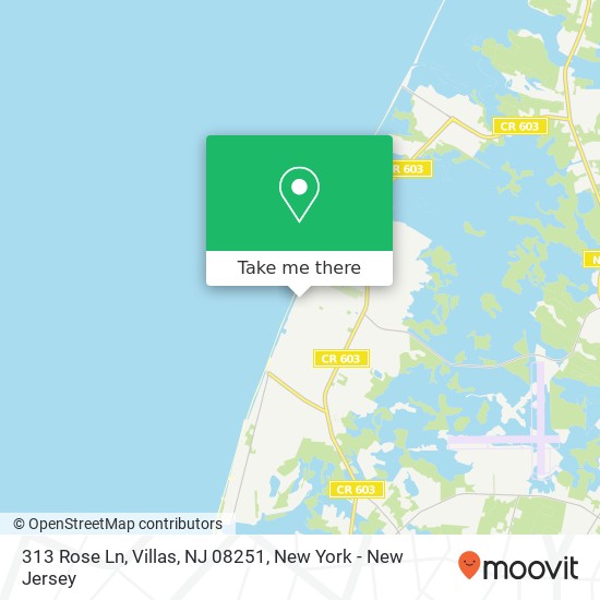 Mapa de 313 Rose Ln, Villas, NJ 08251
