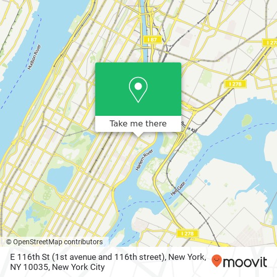 E 116th St (1st avenue and 116th street), New York, NY 10035 map