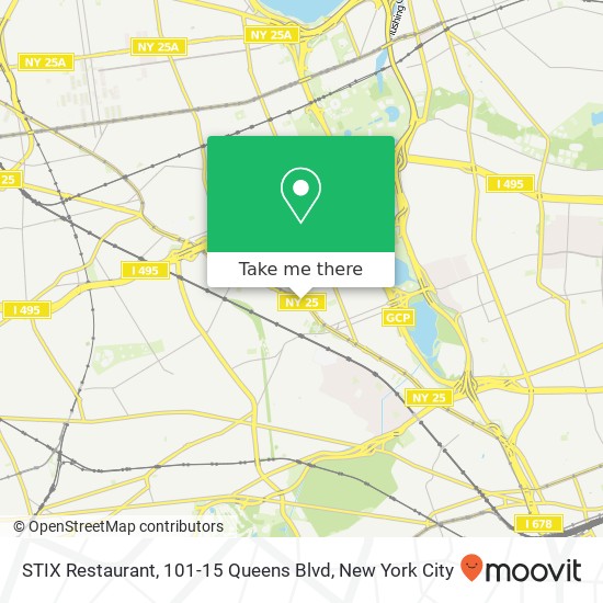 Mapa de STIX Restaurant, 101-15 Queens Blvd